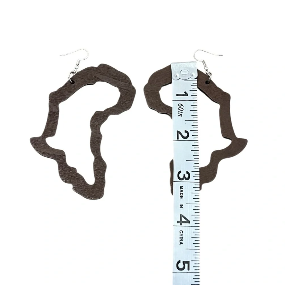 Unique Afro African Hair Wooden Earrings Set